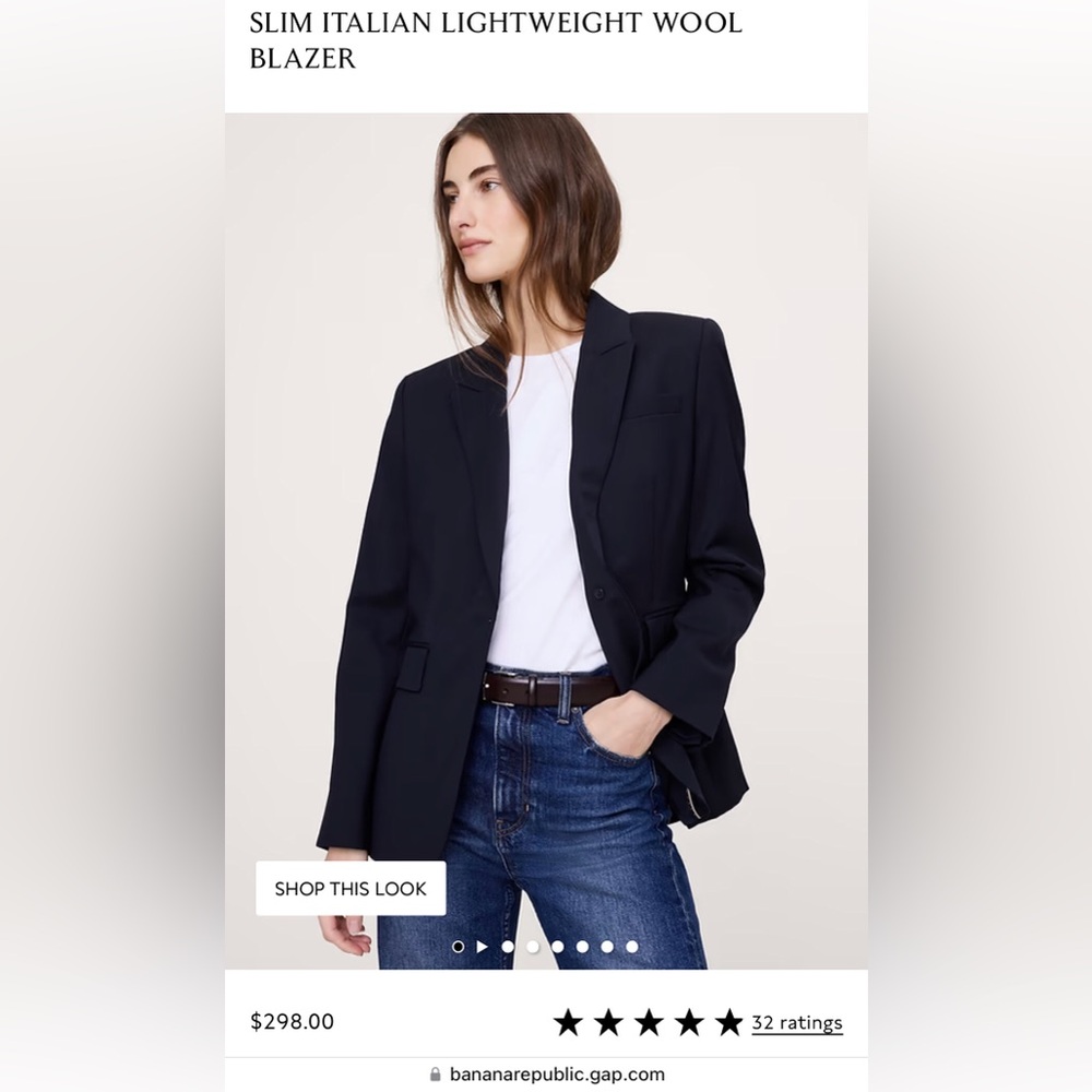 Banana Republic Slim Italian Lightweight Wool Blazer